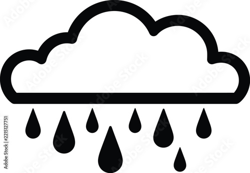 Cloud icon vector graphic featuring rain falling