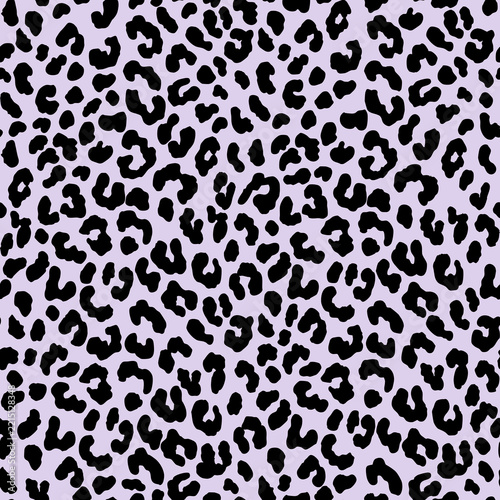Black and White Leopard Print Seamless Pattern with Hand Drawn Animal Spots-Lilac