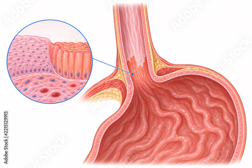 Barrett esophagus mucosal change illustration