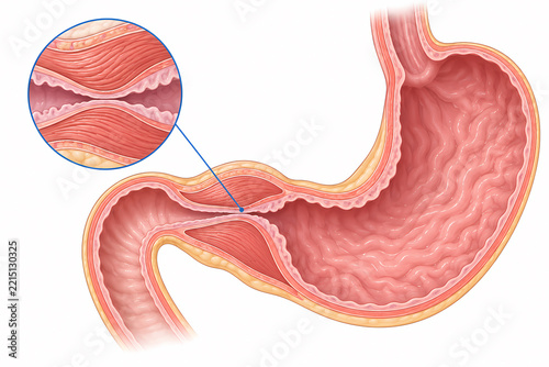 Hypertrophic pyloric stenosis narrowed outlet illustration