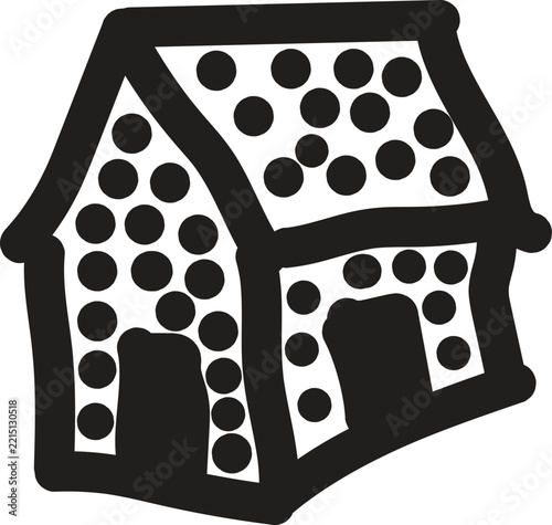 Polka dot house sketch abstract minimalist cottage vector illustration