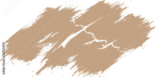 Tan paint brush stroke on white background with abstract textured detail