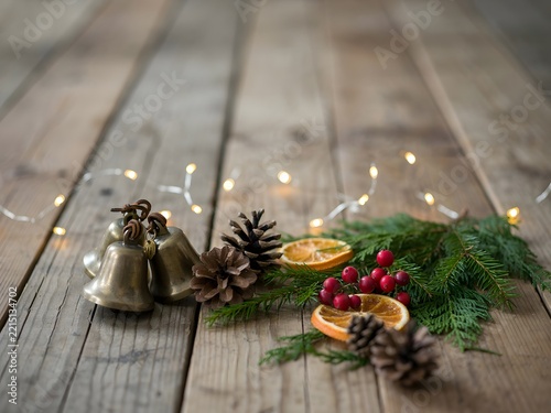 Holiday Decor on Wooden Surface
