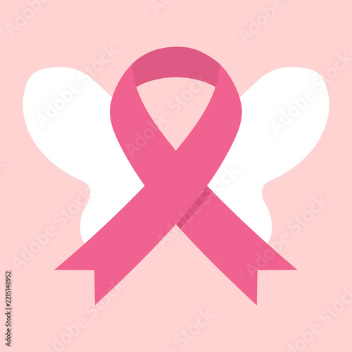 Pink breast cancer awareness ribbon vector illustration, breast cancer support and healthcare symbol