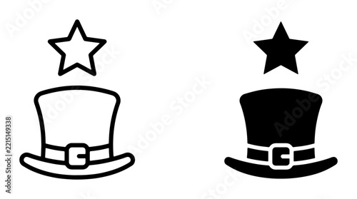 Fotografie Top hat and star icons set with buckle details, St