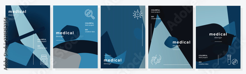 Presentations message mailshot medical abstract geometric a4 poster. showcase impression, wave layering, hexagons flow, compositions individual vector medical background illustration