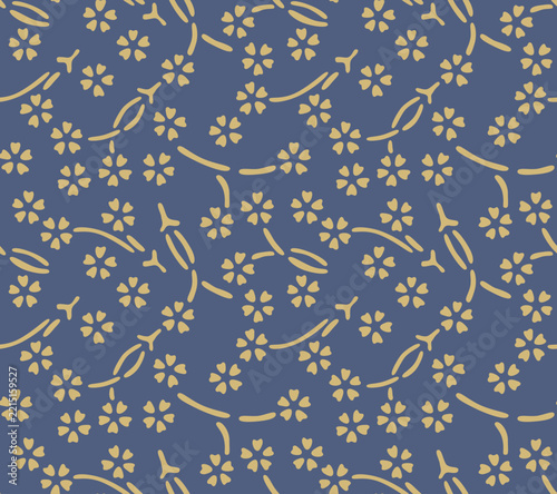 Japanese Cute Curl Flower Vector Seamless Pattern