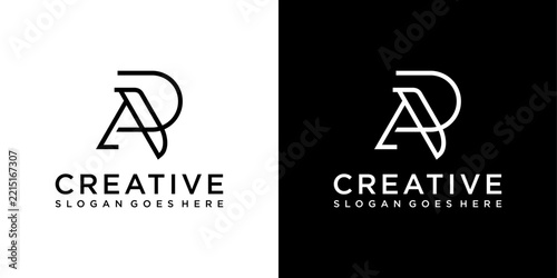 AD or DA initial letter logo design vector