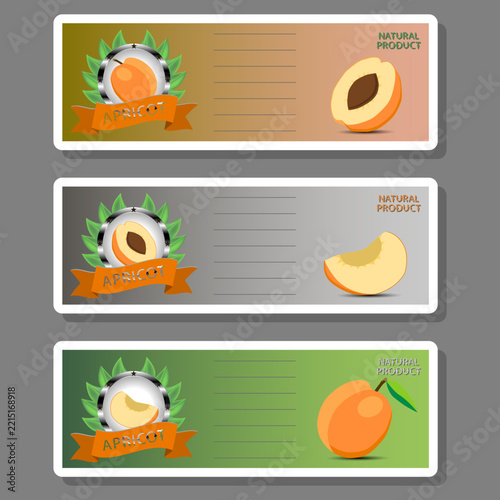 Fruit theme from set juicy delicious apricot of various sizes