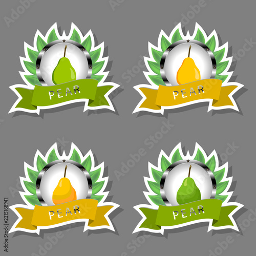 Fruit theme from set juicy delicious pear of various sizes