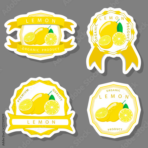 Fruit theme from set juicy delicious lemon of various sizes