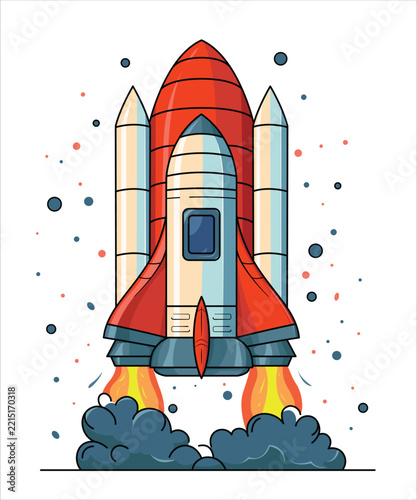 Launch roket vector cartoon illustration