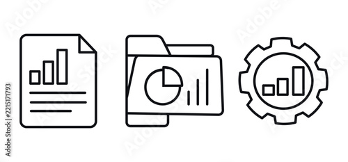 Set of data analysis and business report icons