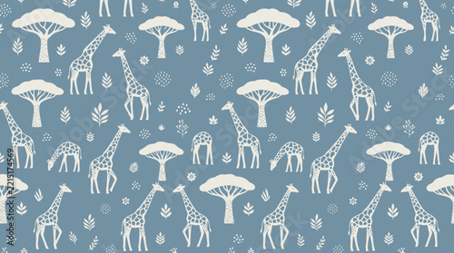 Giraffe Pattern Seamless - African Wildlife Savannah Design