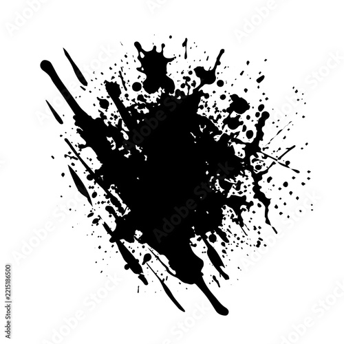 Dramatic Black Ink Splatter Grunge Abstract Background Design Element