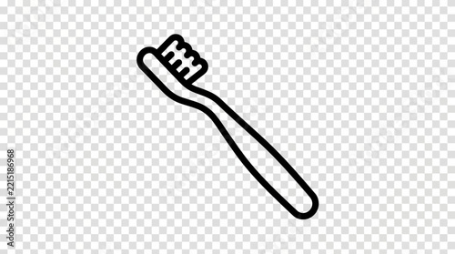 Toothbrush icon, simple line art, isolated on transparent background