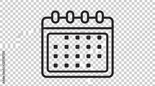 Isolated calendar icon on transparent background, planning symbol