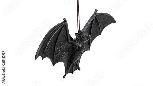 Spooky black plastic bat Halloween decoration holiday festive party ornament isolated on transparent background