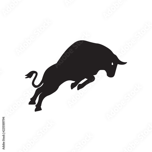 Black silhouette bull logo vector