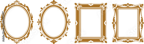Set of four vintage golden ornate frames