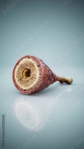 Conceptual 3D illustration of a sectioned bone showing the periosteum and Sharpey's fibers