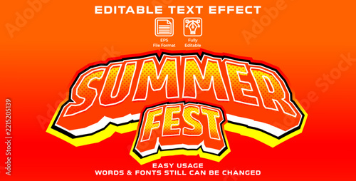 Editable graphic text effect summer fest styles