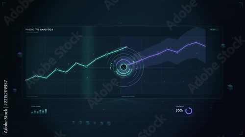 Futuristic Predictive Analytics Data Dashboard Interface