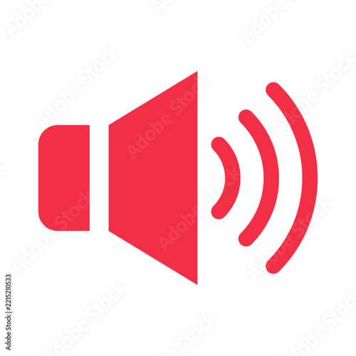 Red audio speaker icon for sound volume symbol
