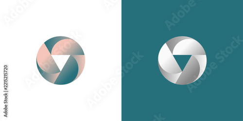 Abstract circular logo. Geometric rotational symbol with curved shapes and modern visual balance.