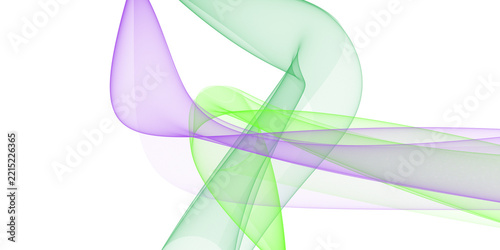 Abstract flowing lines in vibrant green and purple isolated on transparent background