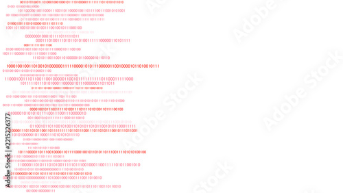 Binary code background with red digital data text for tech illustration