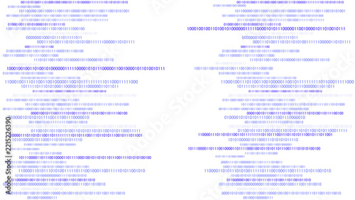 Binary code background with blue digital data stream vector illustration