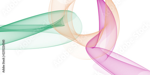 Abstract background with flowing lines in green, orange, and purple isolated on transparent background