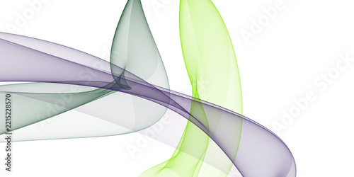 Abstract flowing lines pattern with purple and green waves isolated on transparent background