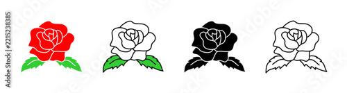 Rose Icon Vector Illustration Set
