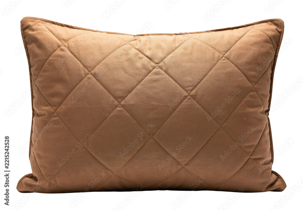 Naklejka premium soft brown pillow png quilted brown pillow png isolated transparent background image