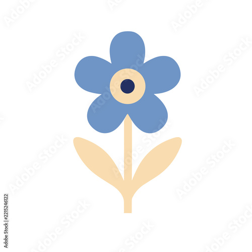 Stylized blue flower with yellow center
