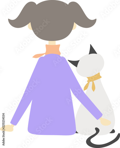 女の子とスキンシップをしている猫