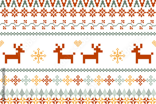 vector illustration of a set of christmas symbols seamless pattern