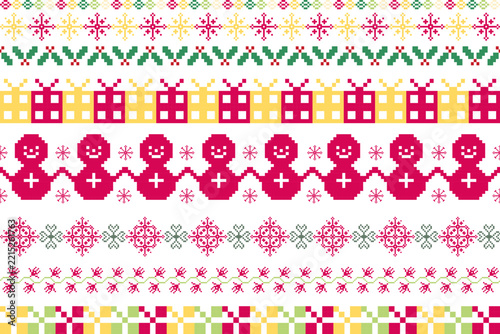 vector illustration of a set of christmas symbols seamless pattern 