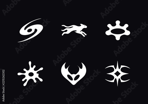 Y2K Cyber Sigil Icon Set, Futuristic Tribal Vector Collection