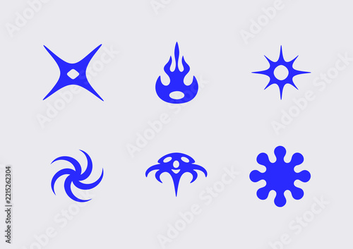 Y2K Cyber Sigil Icon Set, Futuristic Tribal Vector Collection