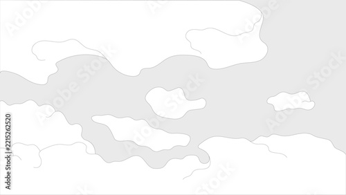 Clean line art cloud formations and subtle horizon contours characterize this architectural sky background illustration for exterior CAD presentation rendering.
