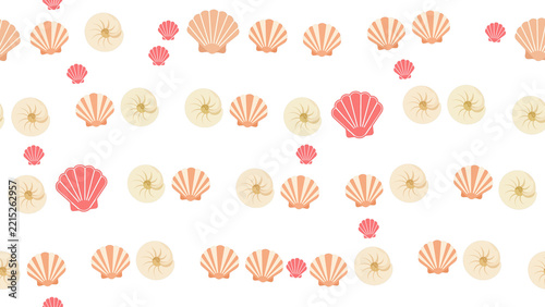 Seamless pattern of seashells