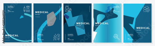 Cool hue mailshot medical abstract geometric a4 poster. internet dynamics, engaging palette, inviting translucent, design multi vector medical background illustration