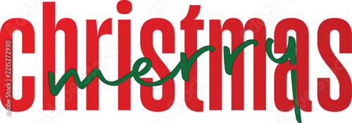 Merry christmas text with red sans-serif and green script fonts