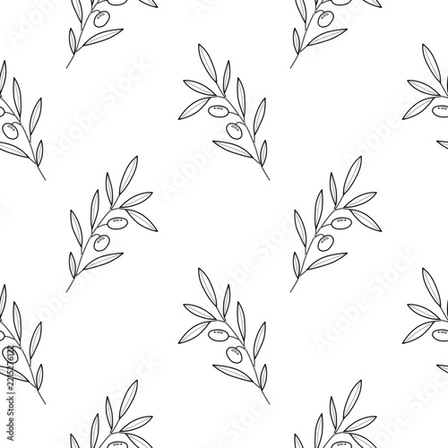 Olive branch line art pattern white and black