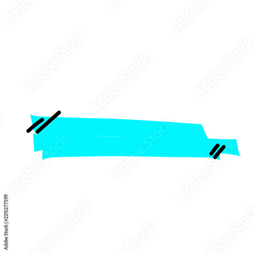 Blue Banner Ribbon with Sunburst Lines Doodle Vector Illustration