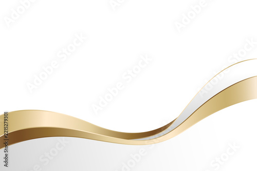 Elegant Abstract Ribbon Wave Vector Background with Layered Gold and Beige Curves