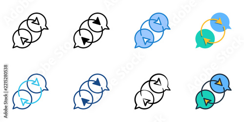 Communication icons set multiple style collection. Editable stroke 